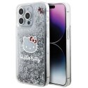 Etui Hello Kitty Liquid Glitter Charms Kitty Head na iPhone 15 Pro Max - srebrne Hello Kitty