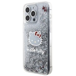 Etui Hello Kitty Liquid Glitter Charms Kitty Head na iPhone 15 Pro Max - srebrne Hello Kitty