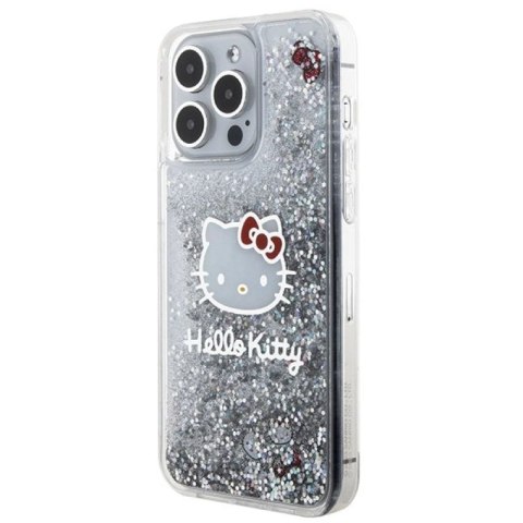 Etui Hello Kitty Liquid Glitter Charms Kitty Head na iPhone 15 Pro Max - srebrne Hello Kitty