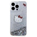 Etui Hello Kitty Liquid Glitter Charms Kitty Head na iPhone 15 Pro Max - srebrne Hello Kitty