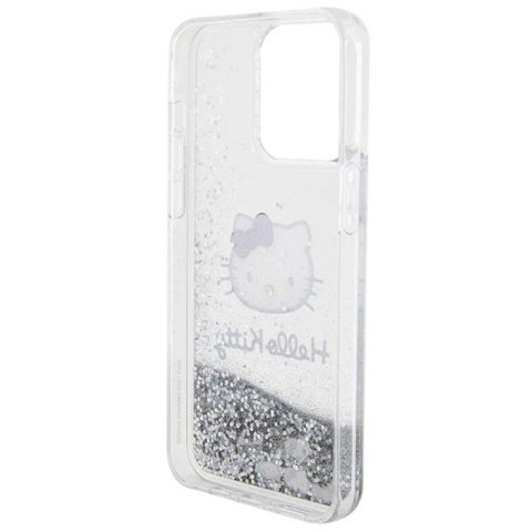 Etui Hello Kitty Liquid Glitter Charms Kitty Head na iPhone 15 Pro Max - srebrne Hello Kitty