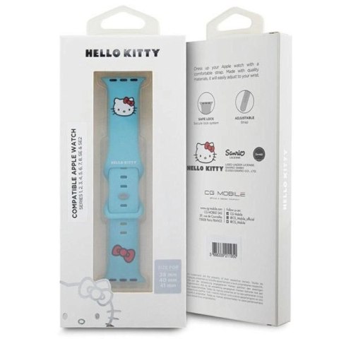 Pasek Hello Kitty Silicone Kitty Head na Apple Watch 38/40/41mm - niebieski Hello Kitty