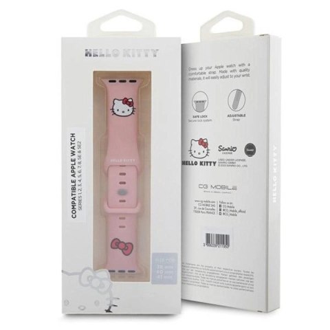Pasek Hello Kitty Silicone Kitty Head na Apple Watch 38/40/41mm - różowy Hello Kitty