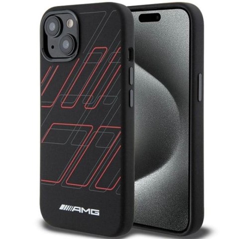 Etui AMG Silicone Large Rhombuses Pattern MagSafe na iPhone 15 / 14 / 13 - czarne Mercedes