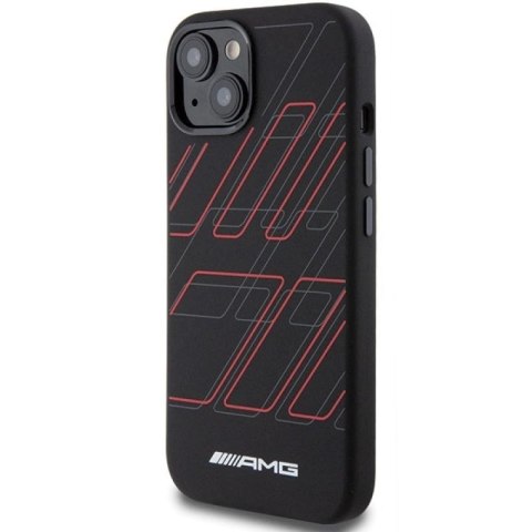 Etui AMG Silicone Large Rhombuses Pattern MagSafe na iPhone 15 Plus / 14 Plus - czarne Mercedes
