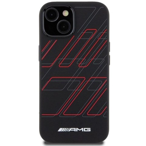Etui AMG Silicone Large Rhombuses Pattern MagSafe na iPhone 15 Plus / 14 Plus - czarne Mercedes