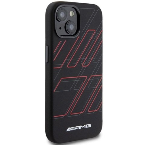 Etui AMG Silicone Large Rhombuses Pattern MagSafe na iPhone 15 Plus / 14 Plus - czarne Mercedes