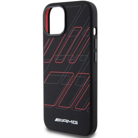 Etui AMG Silicone Large Rhombuses Pattern MagSafe na iPhone 15 Plus / 14 Plus - czarne Mercedes