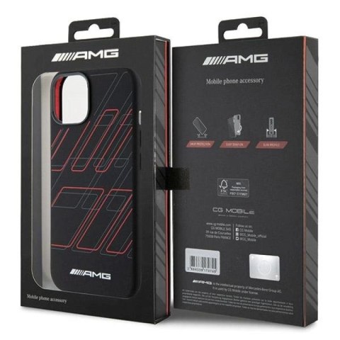 Etui AMG Silicone Large Rhombuses Pattern MagSafe na iPhone 15 Plus / 14 Plus - czarne Mercedes