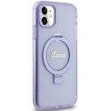 Etui Guess Ring Stand Script Glitter MagSafe na iPhone 11 / Xr - fioletowe Guess