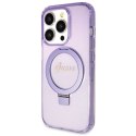 Etui Guess Ring Stand Script Glitter MagSafe na iPhone 13 Pro / 13 - fioletowe Guess