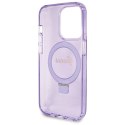 Etui Guess Ring Stand Script Glitter MagSafe na iPhone 13 Pro Max - fioletowe Guess
