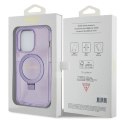 Etui Guess Ring Stand Script Glitter MagSafe na iPhone 13 Pro Max - fioletowe Guess