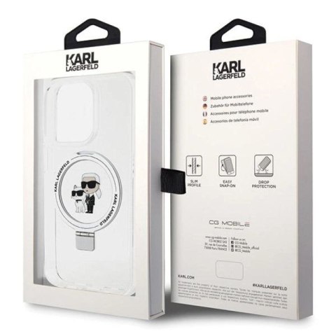 Etui Karl Lagerfeld Ring Stand Karl&Choupettte MagSafe na iPhone 13 Pro Max - białe Karl Lagerfeld