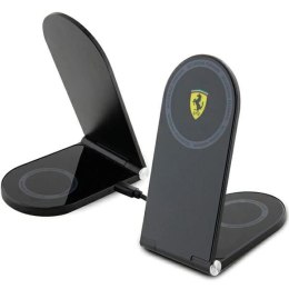 Ładowarka indukcyjna Ferrari Printed Logo MagSafe składana 2w1 15W - czarna Ferrari