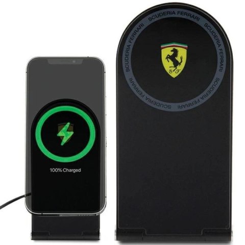 Ładowarka indukcyjna Ferrari Printed Logo MagSafe składana 2w1 15W - czarna Ferrari