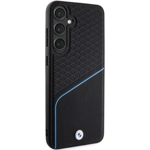 Etui BMW Signature Leather Textured & Line MagSafe na Samsung Galaxy S24+ - czarne BMW