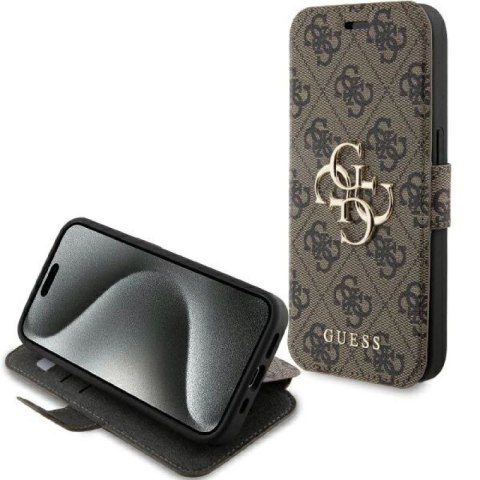 Etui Guess 4G Metal Logo na iPhone 15 Pro - brązowe Guess