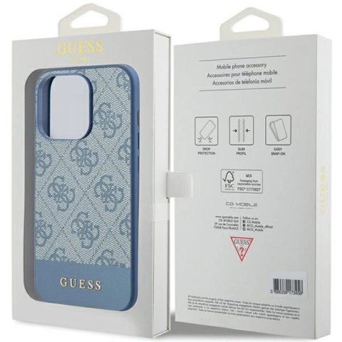 Etui Guess 4G Stripe Collection na iPhone 15 Pro - niebieskie Guess