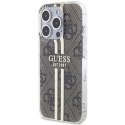 Etui Guess IML 4G Gold Stripe na iPhone 15 Pro - brązowe Guess