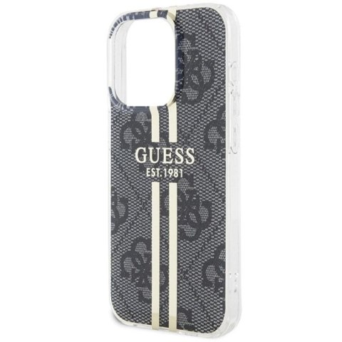 Etui Guess IML 4G Gold Stripe na iPhone 15 Pro - czarne Guess