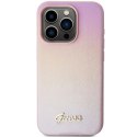 Etui Guess Saffiano Iridescent Script na iPhone 14 Pro - różowe Guess