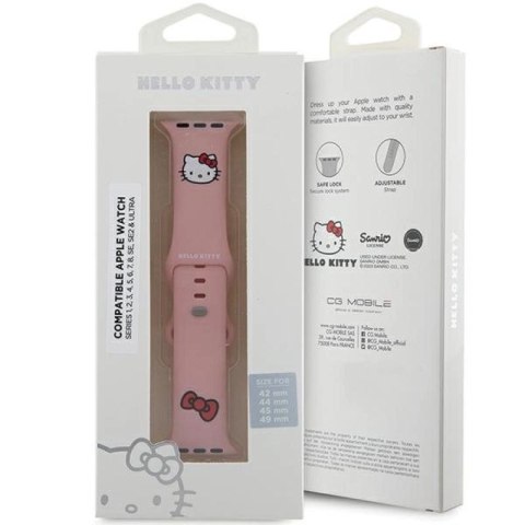 Pasek Hello Kitty Silicone Kitty Head na Apple Watch 42/44/45/49mm - różowy Hello Kitty
