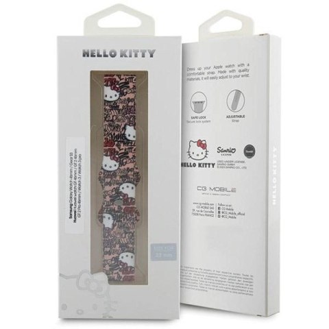 Pasek Hello Kitty Silicone Tags Graffiti uniwersalny 22mm - różowy Hello Kitty