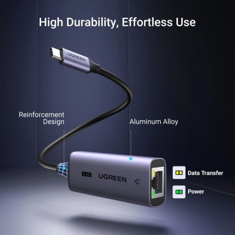 Adapter Ugreen CM648 USB-C do RJ45 Ethernet 2.5G - szary UGREEN