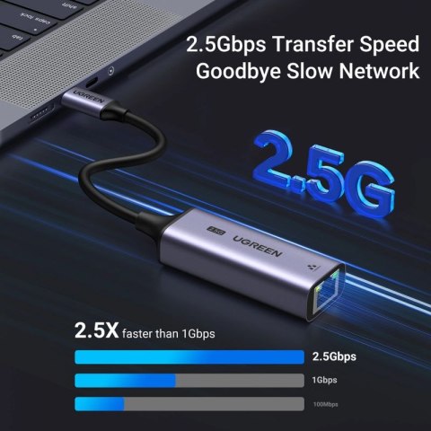 Adapter Ugreen CM648 USB-C do RJ45 Ethernet 2.5G - szary UGREEN