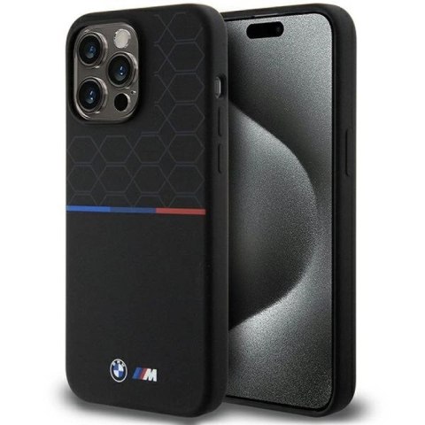 Etui BMW M Silicone Pattern MagSafe na iPhone 15 Pro Max - czarne BMW