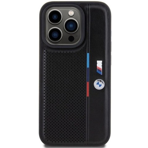 Etui BMW Perforated Tricolor Line na iPhone 15 Pro - czarne BMW