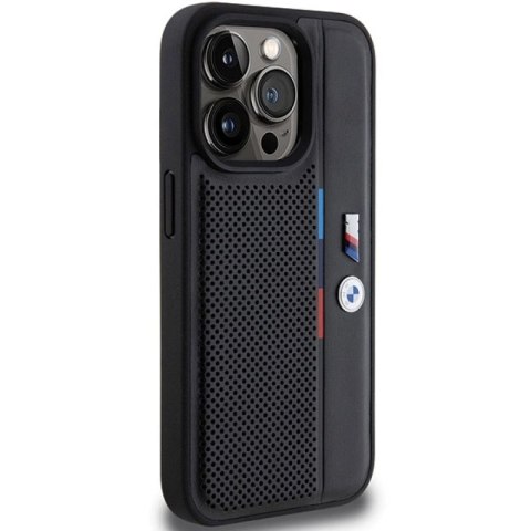Etui BMW Perforated Tricolor Line na iPhone 15 Pro - czarne BMW