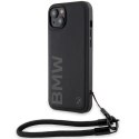 Etui BMW Signature Leather Wordmark Cord na iPhone 15 Plus / 14 Plus - czarne BMW