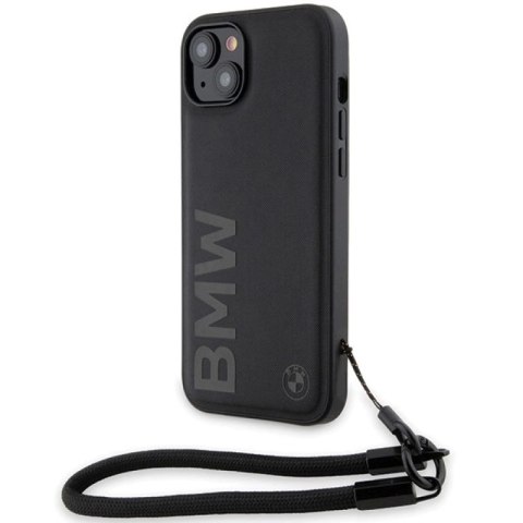 Etui BMW Signature Leather Wordmark Cord na iPhone 15 Plus / 14 Plus - czarne BMW