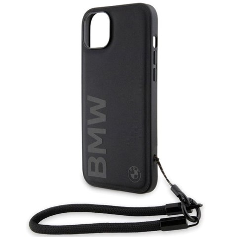 Etui BMW Signature Leather Wordmark Cord na iPhone 15 Plus / 14 Plus - czarne BMW