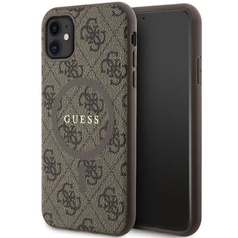 Etui Guess 4G Collection Leather Metal Logo MagSafe na iPhone 11 / XR - brązowe Guess