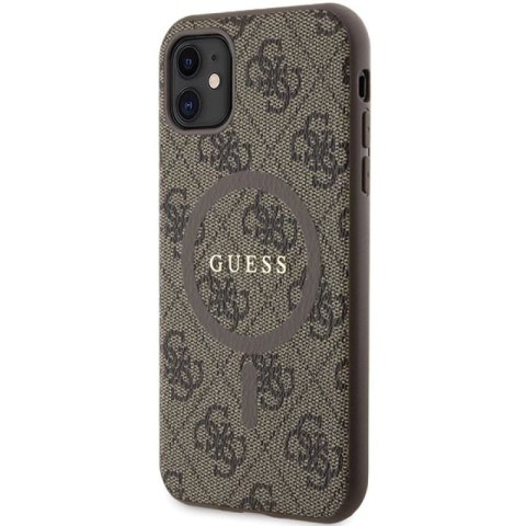 Etui Guess 4G Collection Leather Metal Logo MagSafe na iPhone 11 / XR - brązowe Guess