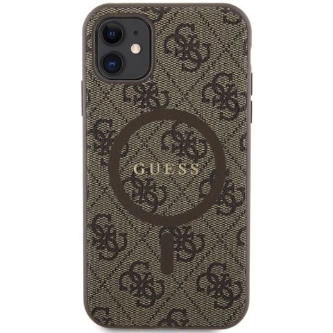 Etui Guess 4G Collection Leather Metal Logo MagSafe na iPhone 11 / XR - brązowe Guess