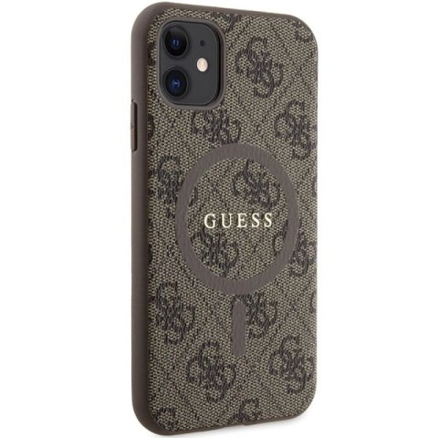 Etui Guess 4G Collection Leather Metal Logo MagSafe na iPhone 11 / XR - brązowe Guess