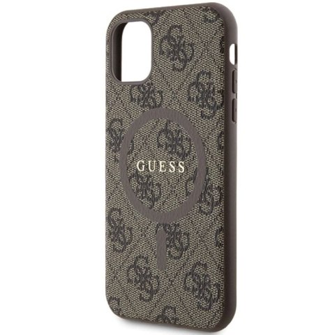Etui Guess 4G Collection Leather Metal Logo MagSafe na iPhone 11 / XR - brązowe Guess