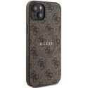 Etui Guess 4G Collection Leather Metal Logo MagSafe na iPhone 15 Plus / 14 Plus - brązowe Guess
