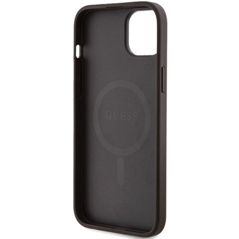 Etui Guess 4G Collection Leather Metal Logo MagSafe na iPhone 15 Plus / 14 Plus - brązowe Guess