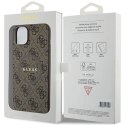 Etui Guess 4G Collection Leather Metal Logo MagSafe na iPhone 15 Plus / 14 Plus - brązowe Guess
