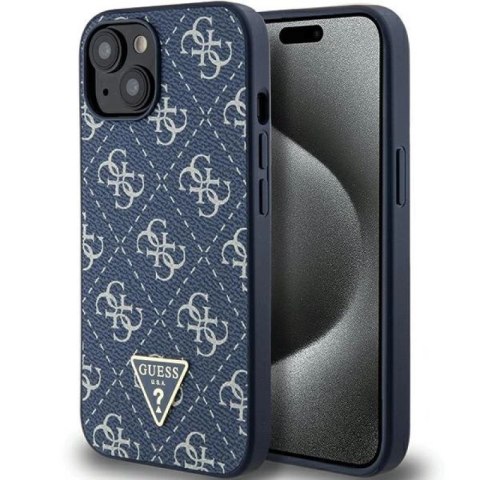 Etui Guess 4G Triangle Metal Logo na iPhone 15 Plus / 14 Plus - niebieskie Guess