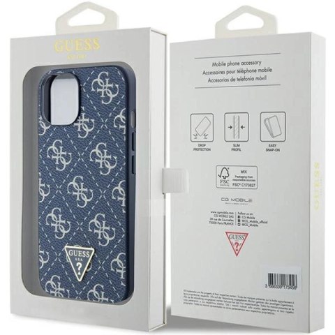Etui Guess 4G Triangle Metal Logo na iPhone 15 Plus / 14 Plus - niebieskie Guess