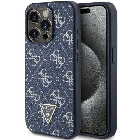 Etui Guess 4G Triangle Metal Logo na iPhone 15 Pro - niebieskie Guess