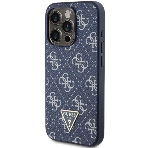 Etui Guess 4G Triangle Metal Logo na iPhone 15 Pro - niebieskie Guess