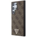 Etui Guess Grip Stand 4G Triangle Strass na Samsung Galaxy S24 Ultra - brązowe Guess