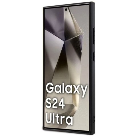 Etui Guess Grip Stand 4G Triangle Strass na Samsung Galaxy S24 Ultra - brązowe Guess